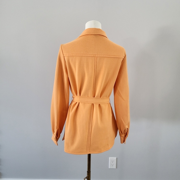 Vintage 1970s Orange Groovy Belted Jacket Shacket Lightweight - Picture 5 of 12